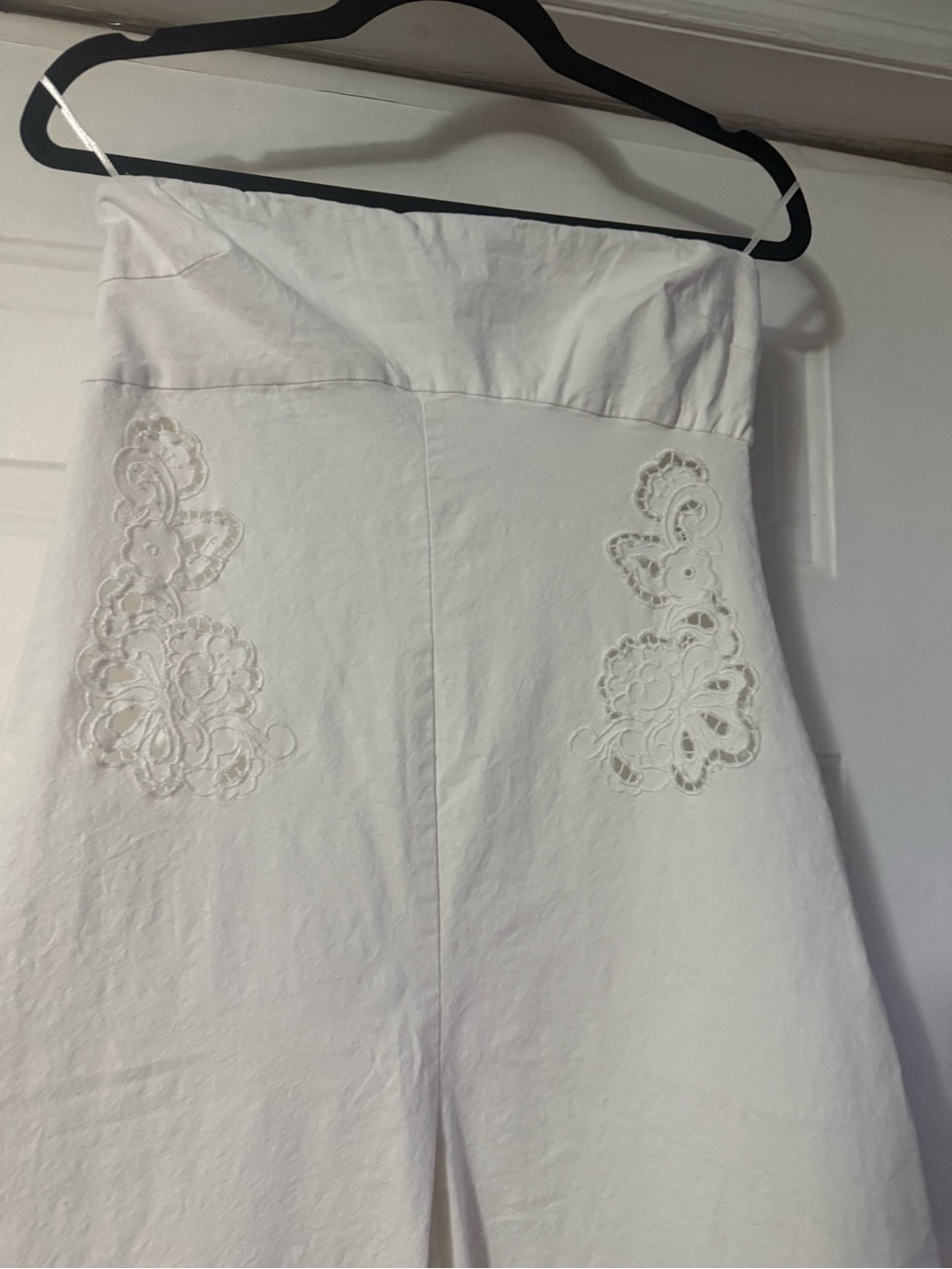ZARA White Embroidered Strapless Wide Leg Jumpsuit Size M - Picture 15 of 16
